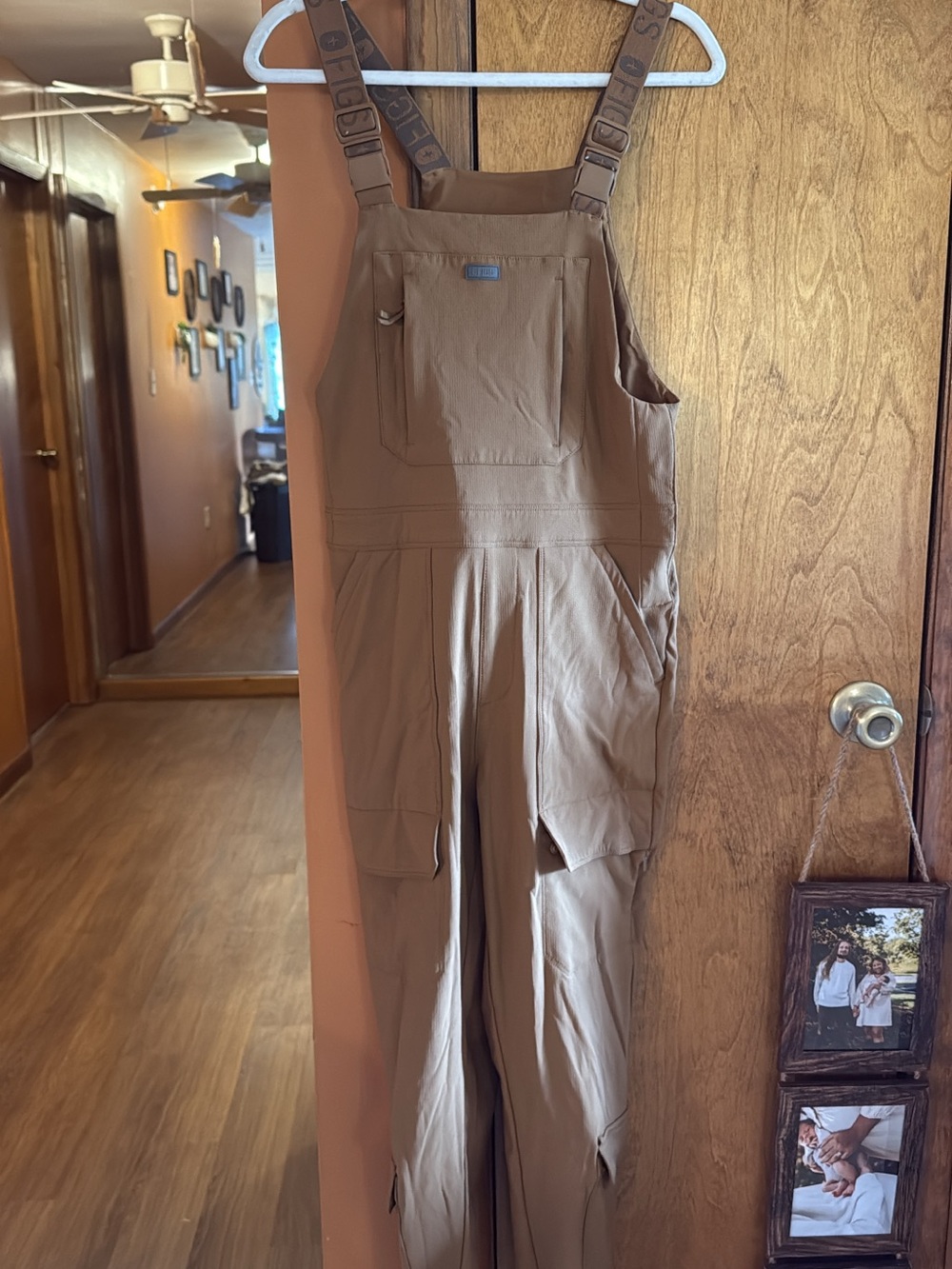 Women's Cargo Overall Scrubs in Brown